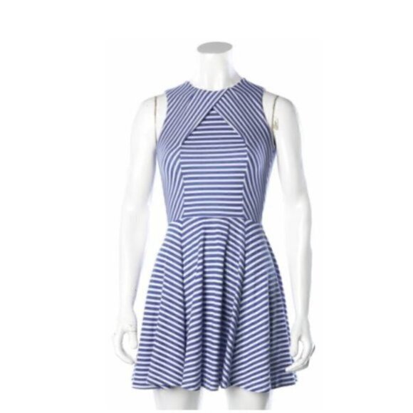 Opening Ceremony Dress XS Seam Cross Panel Tencel Back Cut Out Blue New York - Picture 4 of 13